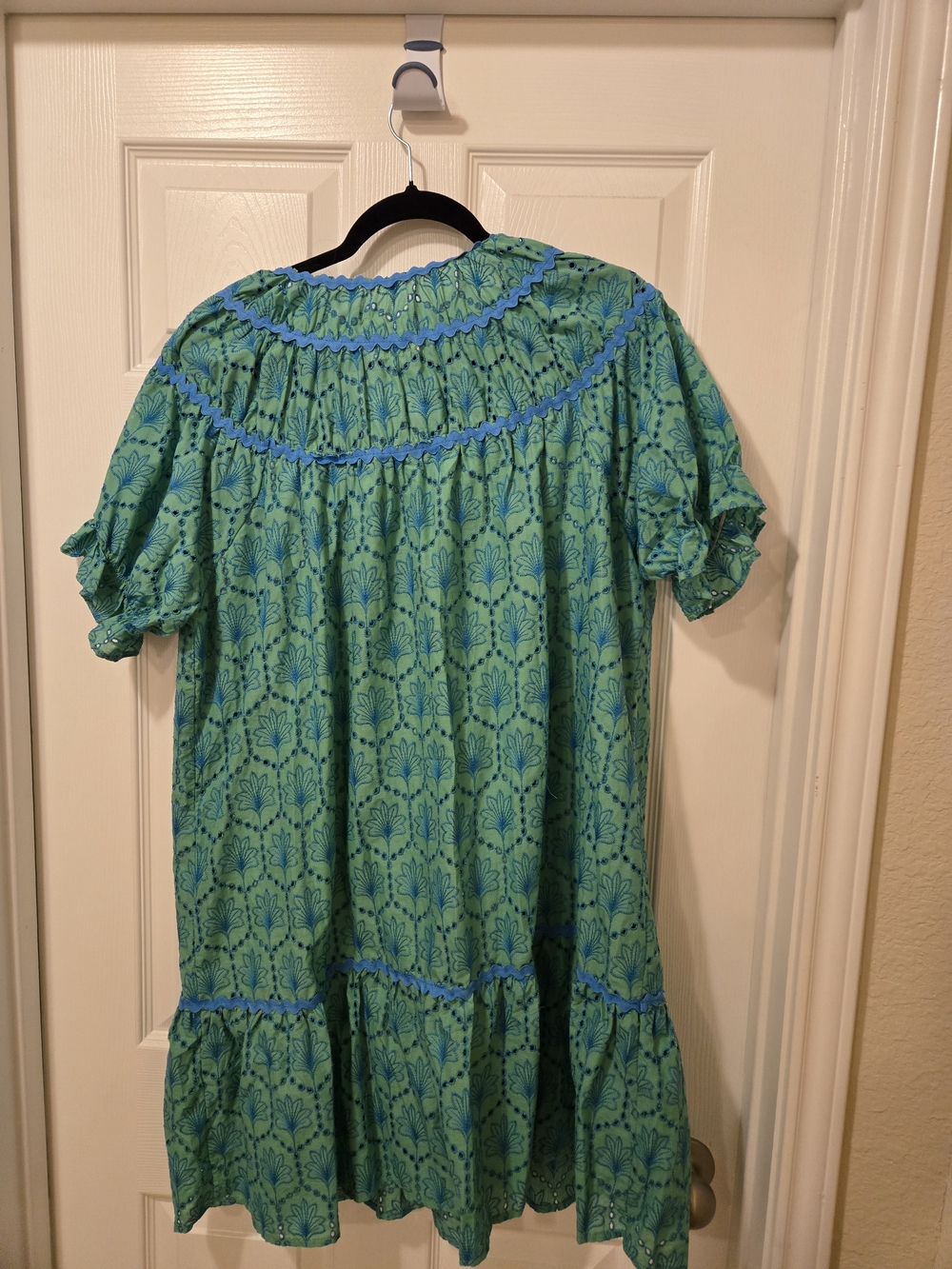 Umgee Teal Green Short Sleeve Printed Mini Dress - Picture 7 of 10